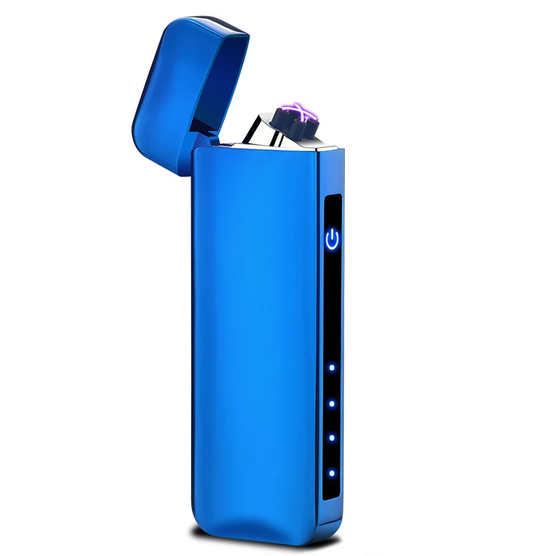 Электронная сигаретная зажигалка с отпечатком пальца, USB, ветрозащитная двойная дуговая электрическая зажигалка, плазменная турбо металлическая зажигалка, подарок на день отца