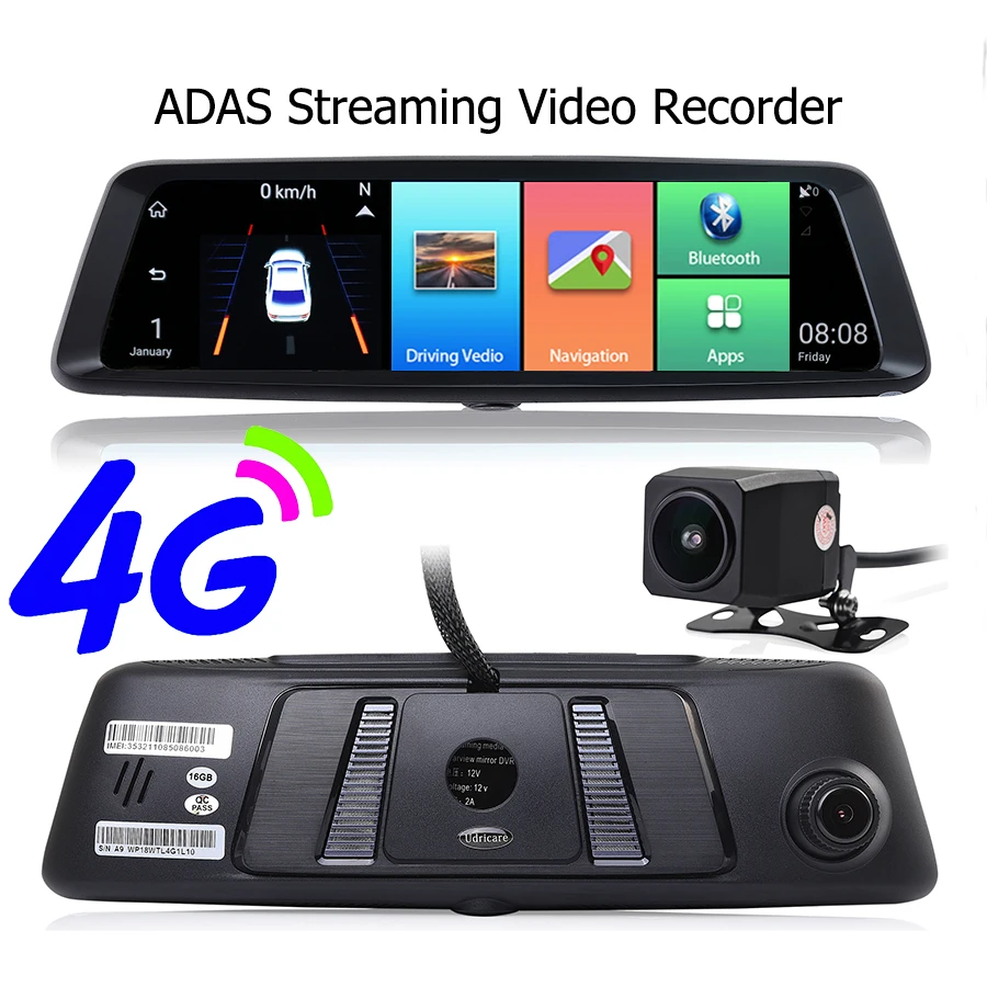 Otstrive 10 дюймов потоковое видео регистратор 4G Android WiFi Bluetooth ADAS GPS навигация 1080P