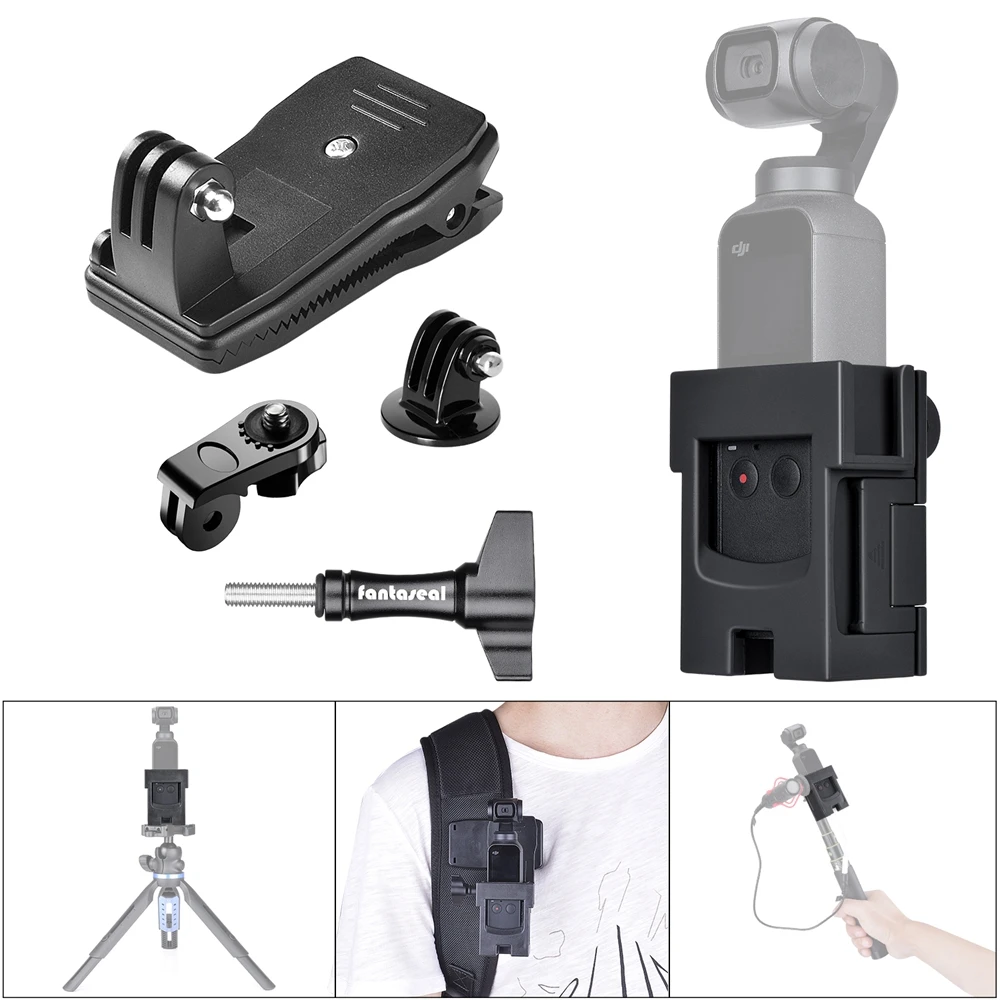 

Для Dji OSMO Карманный монтажный комплект кронштейн для экшн-камеры + универсальный зажим для рюкзака 1/4 винт адаптер для Sony Gopro аксессуары