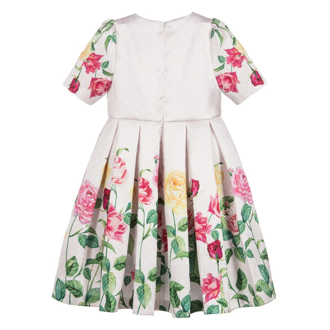 2019 Spring Autumn New Pretty Girl Dress Flower Pleated Satin Short-sleeved Print Dresses Girls Children Party | Детская одежда и