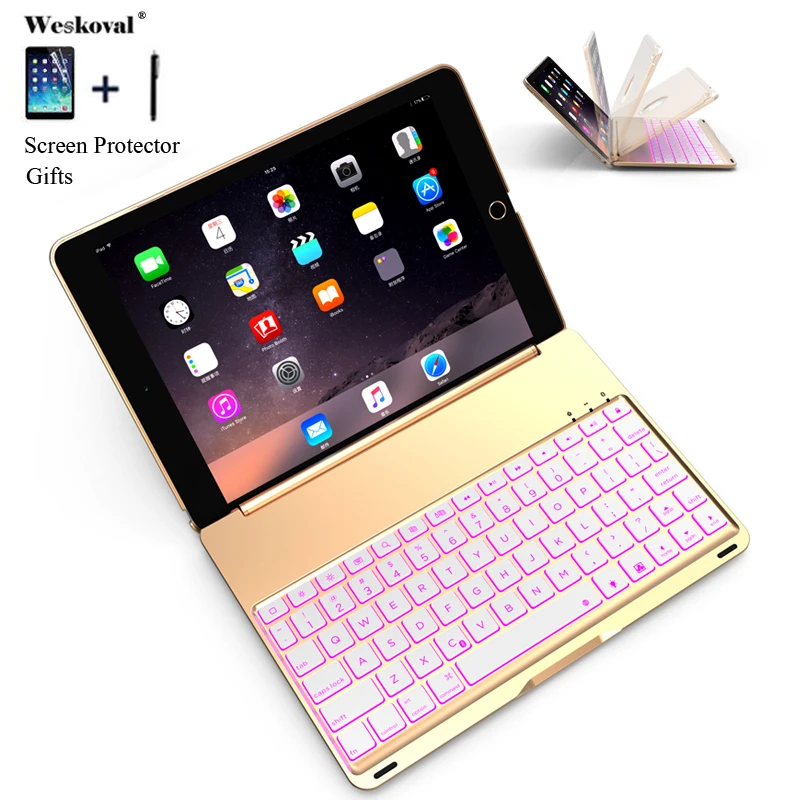 Чехол для iPad Air 1 A1474 A1475 цветная подсветка Беспроводная Bluetooth клавиатура чехол