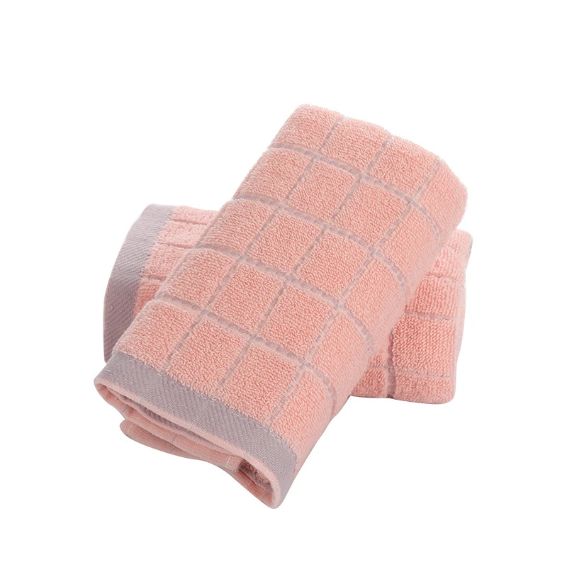 Pink 34x75 см, хлопок, одноцветное клетчатое полотенце, мочалка, впитывающая, для ванной, семейное полотенце для рук для взрослых - Цвет: Pink