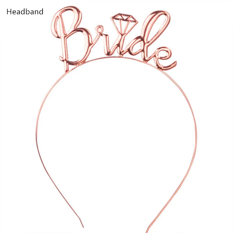 Rose Gold Headband Розовое золото буквы "Bride to be" шар Mr Mrs Свадебные украшения кольцо с бриллиантом для воздушных шаров, девичник принадлежности для вечеринки-девичника - Цвет: Rose Gold Headband