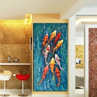 wall art picture hd print chinese abstract nine koi fish landscape oil painting on canvas poster for living room modern decor