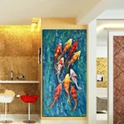Настенная картина с HD-принтом, китайская абстрактная картина с изображением девять рыбок, пейзаж, масляная живопись на холсте, постер для гостиной, современный декор