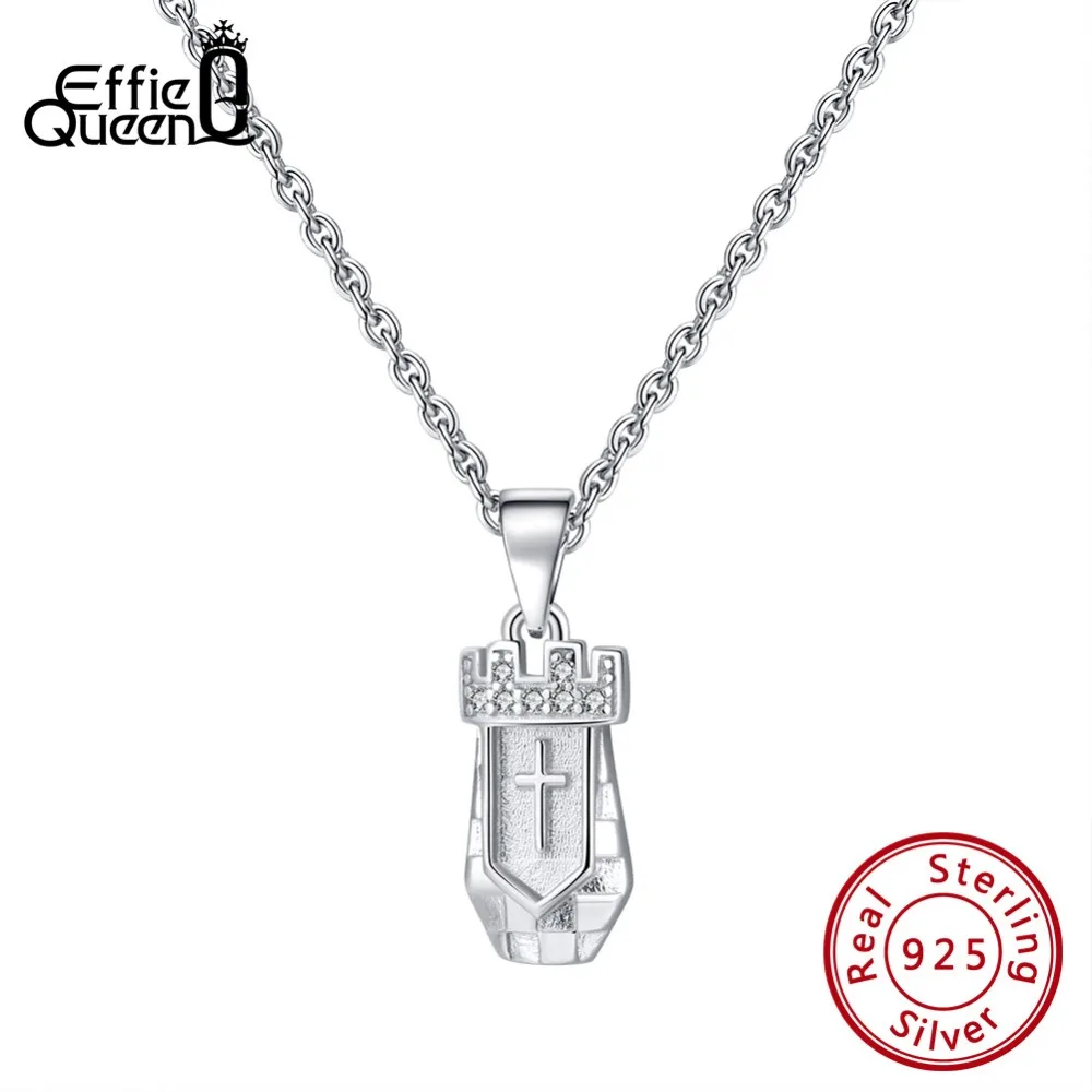 Effie queen 925 стерлингового серебра женский кулон ожерелье с AAA циркон милые шахматные подвески крест ювелирные украшения Kolye BN133