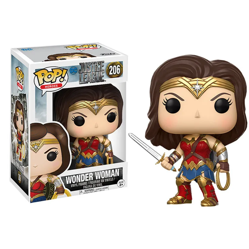 with box Funko pop DC комиксы Лига Справедливости Супер герой, Супермен, Бэтмен флэш Нептун чудо женщина киборг ПВХ фигурка игрушки для детей - Цвет: with box