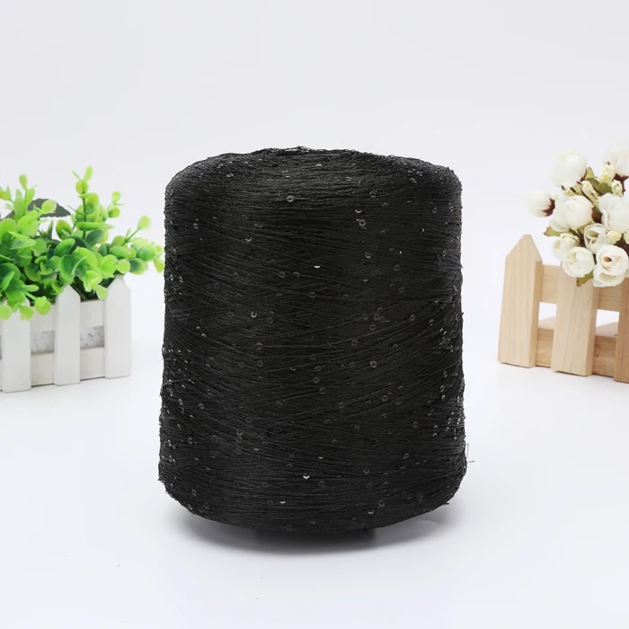 102 black black 500 г блестящая пряжа с блестками шерстяная игла с натуральными бусинами кружевная завязка с узлом пряжа для ручная вязка крючком нить для свитера ZL50 - Цвет: 102 black black