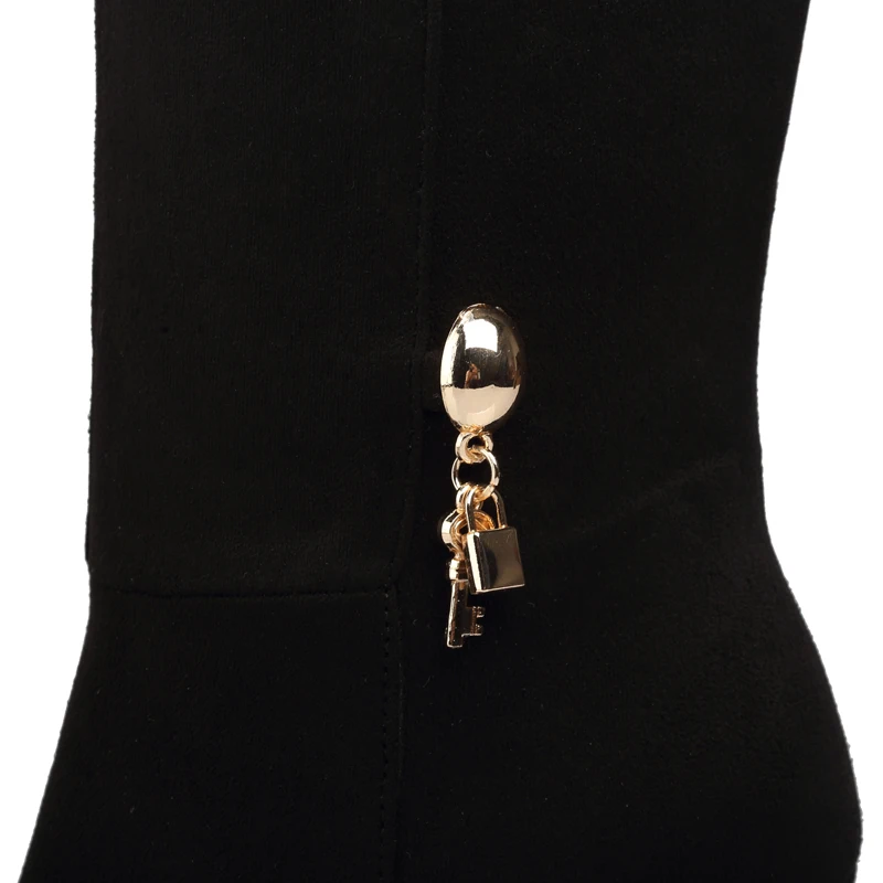 

Women Flock Platform Square High Heel Knee High Boots Fashion Zipper Boots Autumn Winter Woman Shoes Black Brown Wine Red