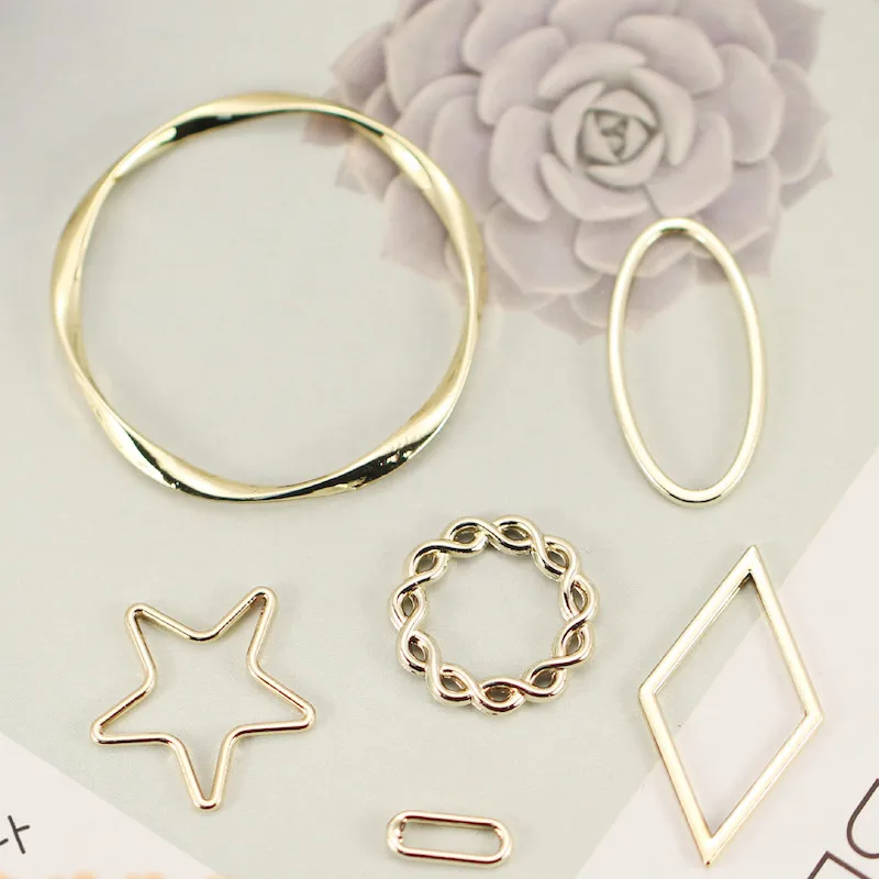 20 шт. простые подвески в овальной форме с полой звездой золотистого/серебристого