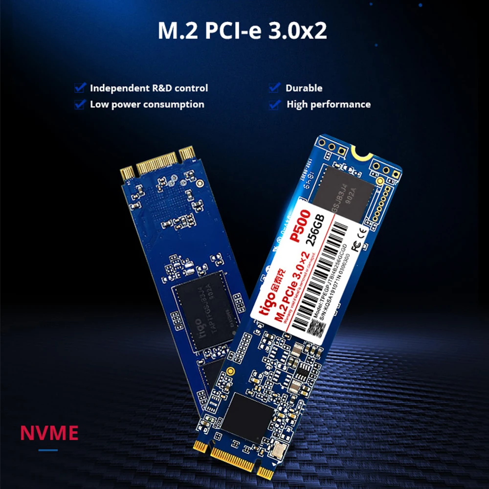 Tigo 256 ГБ SSD PCIe M.2 NVMe 2280 Внутренний твердотельный накопитель PCI e 3 0x2 настольный