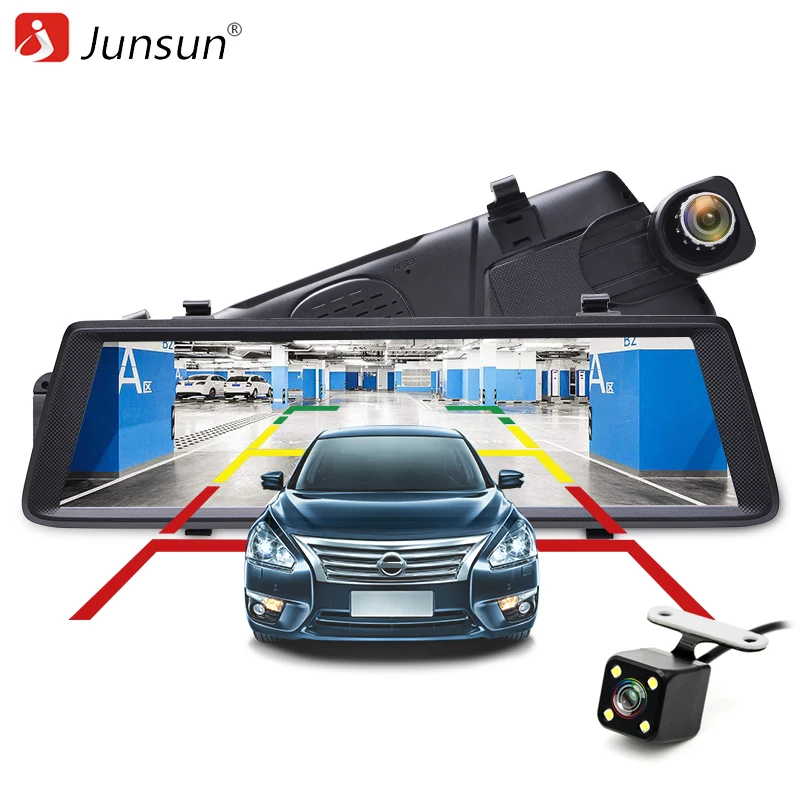 Junsun A900C Full IPS 10" Touch Car DVR Camera FHD 1080P Video Recorder Dual Lens Dashcam Rearview Mirror Flexible Front | Автомобили
