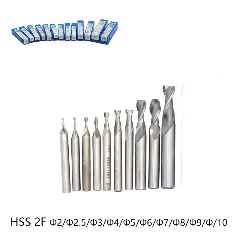 Концевая Фреза HSS 10 шт. набор 2 флейты от до мм фреза с прямым хвостовиком Фрезы ЧПУ
