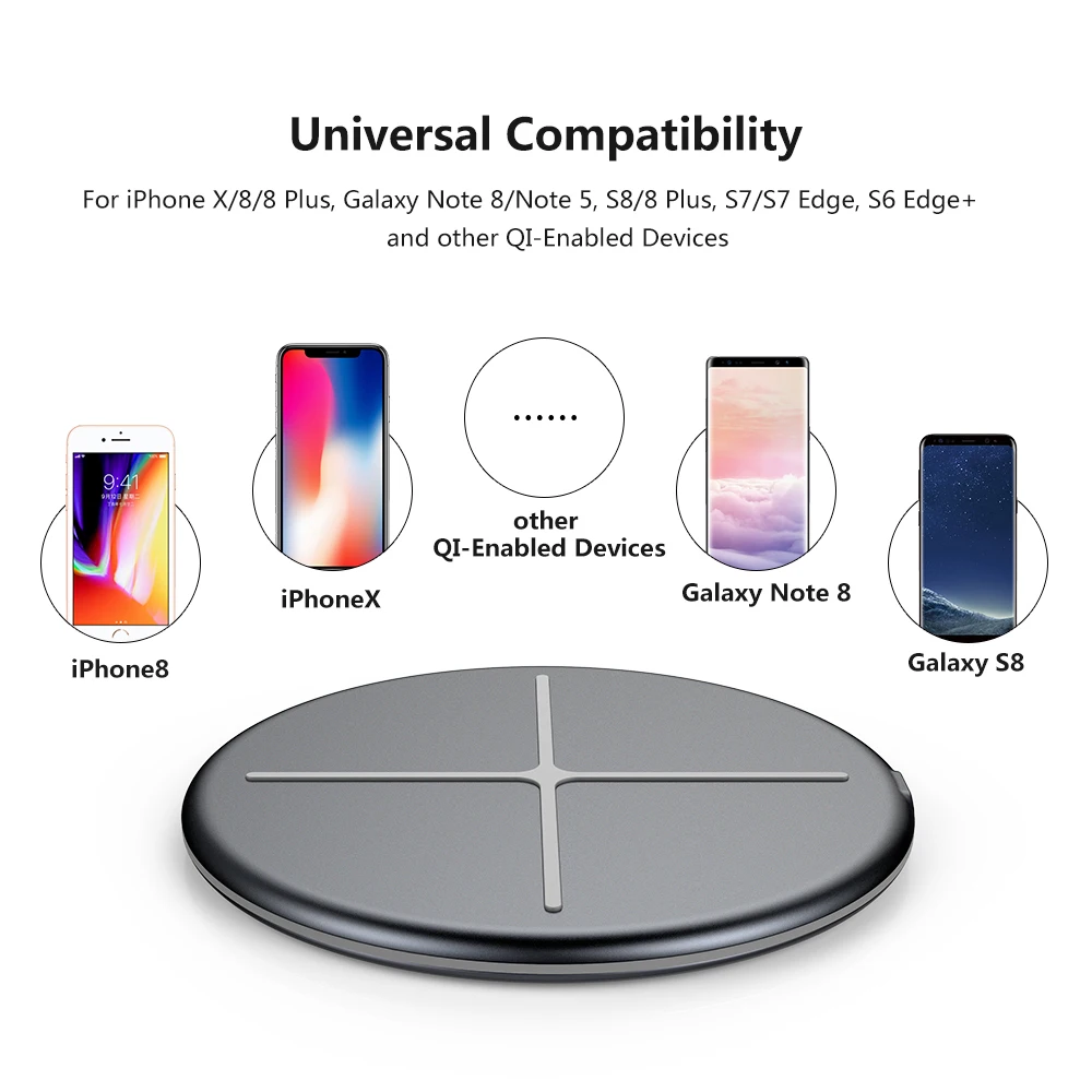 Беспроводное зарядное устройство FLOVEME Qi для iPhone X 8 Plus Samsung Galaxy S9 S8 S7 S6 5 Вт