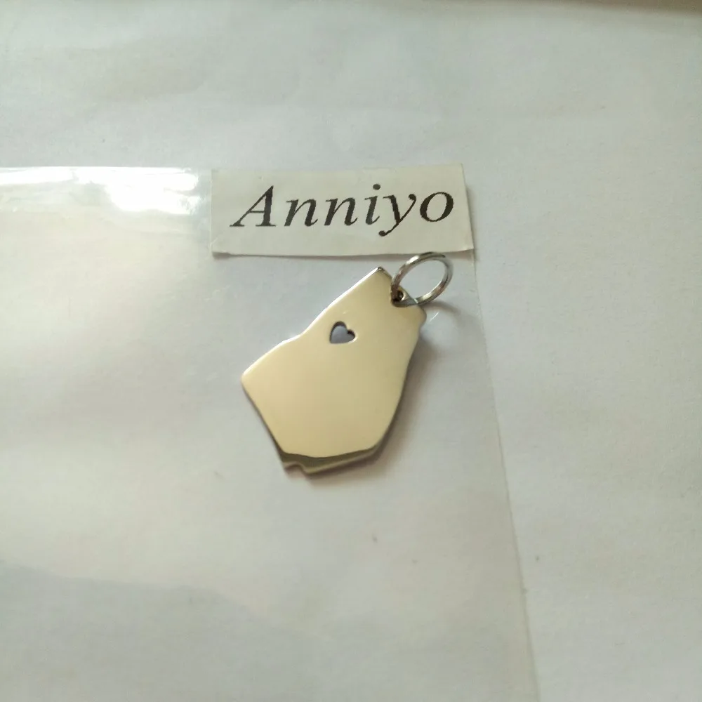 Anniyo Соединенные Штаты Джорджия штат карта ожерелья Нержавеющая сталь кулон