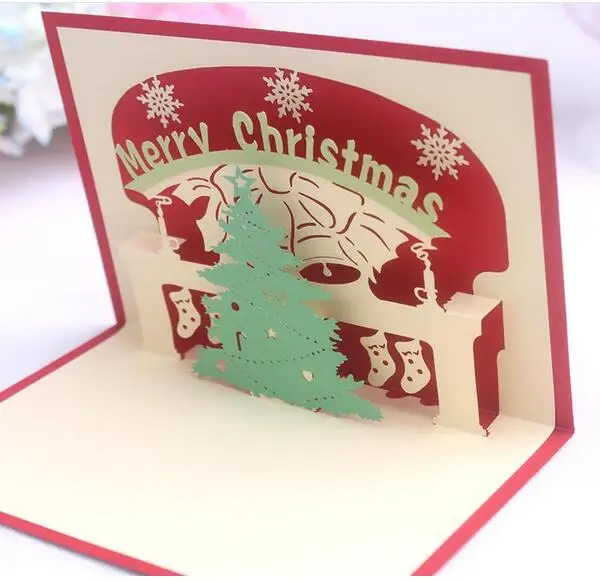 Рождественская креативная трехмерная открытка 3D Бумажная резная на заказ