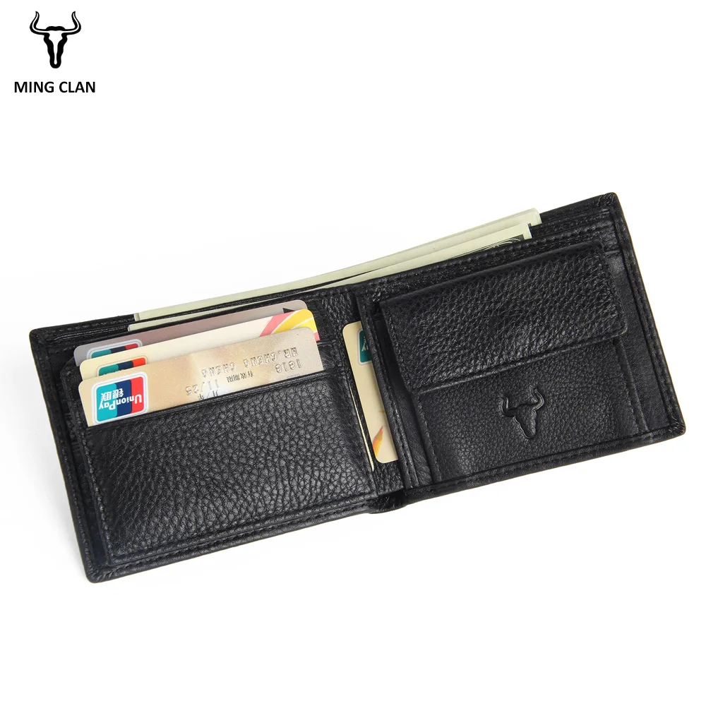 Mingclan Luxury Brand Genuine Leather Men Wallets Card Holder Coin Pocket Purse Male Slim Wallet Portfolio Cartera Money Bag