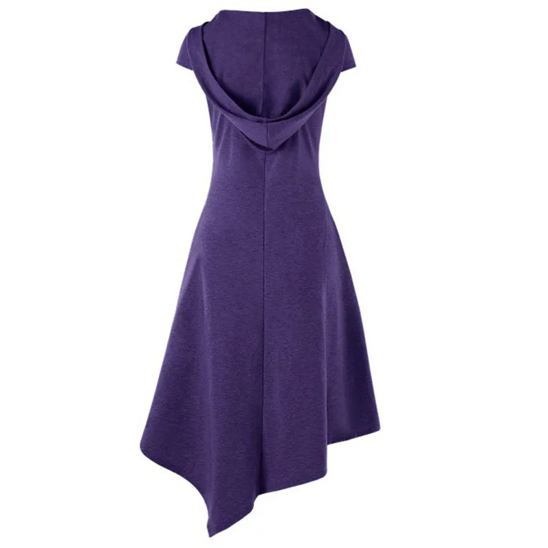 Женская панк крест накрест Асимметричная Подол с капюшоном Блузка Футболка