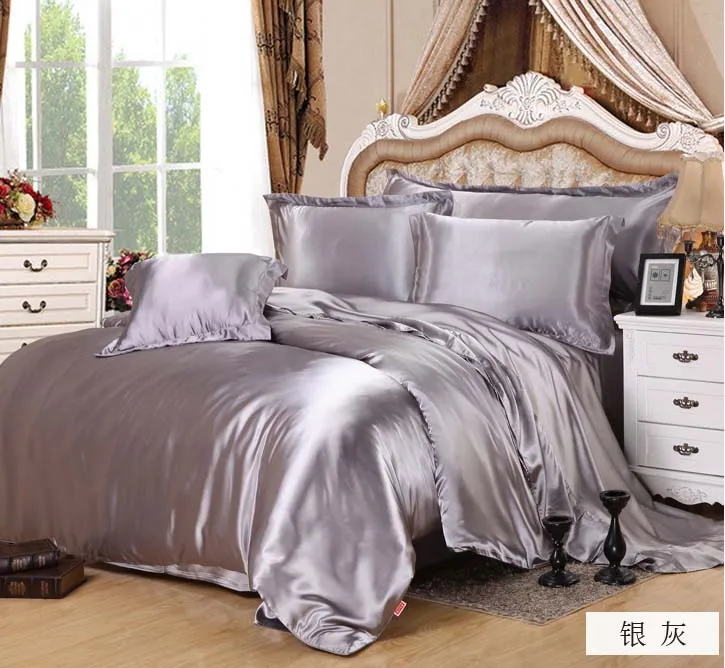 Комплект роскошного шелкового постельного белья фиолетового цвета из 3/4 шт. с