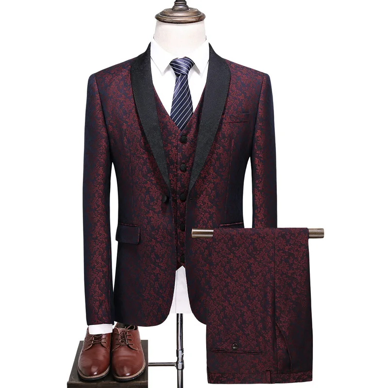 

Men's suit three-piece suit (jacket + pants + vest) men's business formal suit wedding groom groomsmen dress