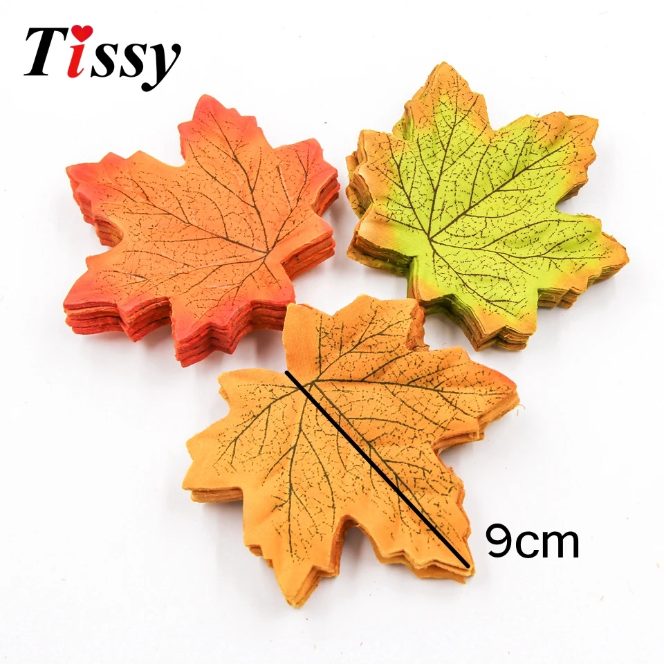 9CM 100Pcs Artifical Maple Leaves Fake Autumn Fall Leaf Wedding Party Decoration Craft Art Home Bedroom Wall Book Decor | Дом и сад