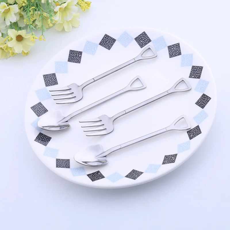 500 шт. Нержавеющая сталь ложки вилки лопата набор посуды для дома подарок милые