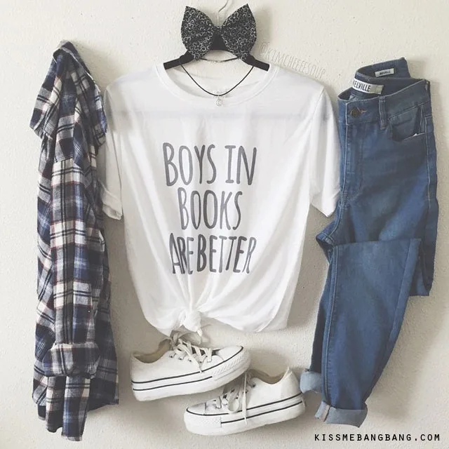 

Boys In Books Are Better T-shirt Trendy Fashion Casual TShirt Speaking TEES Feminist T-Shirt Women cotton tops Hipster Girl tops