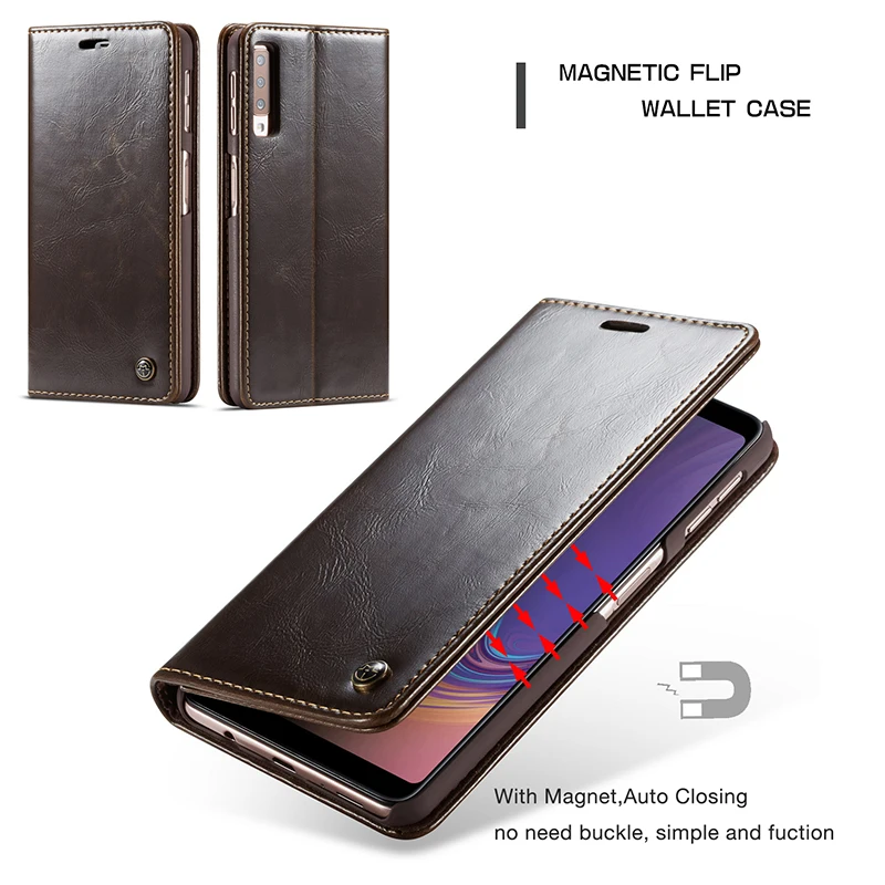 Кожаный флип чехол на магните для Samsung Galaxy S9 S8 Plus S7 A6 A7 A8 A9 2018 чехлы телефонов Чехол