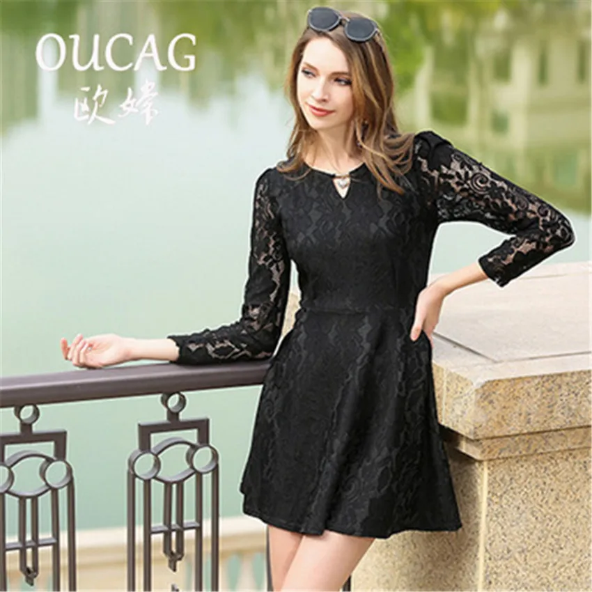Oucag Новинка весны Для женщин элегантные пикантные Кружево О-образным вырезом