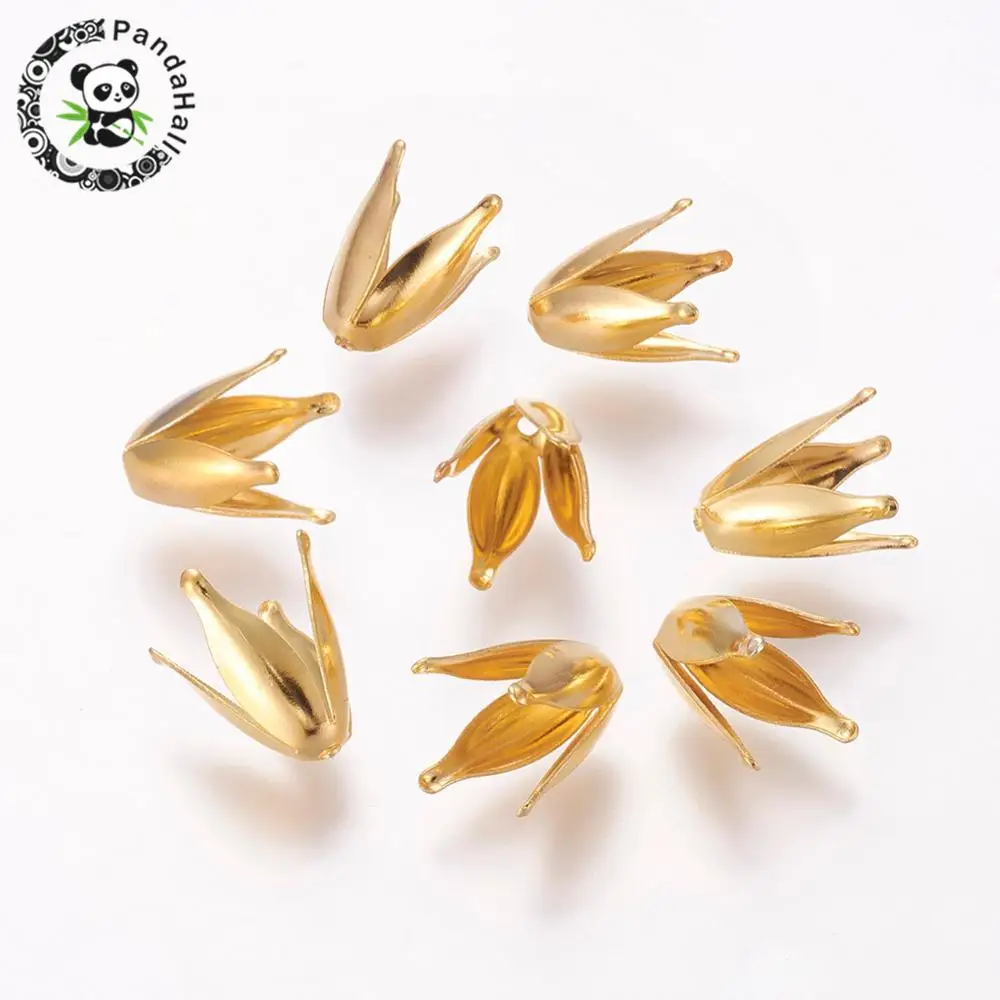 

1000pcsc 4-Petal Iron Flower Bead Caps for Jewelry Making DIY Bracelet Necklace Findings Golden Color 13x7x7mm Hole: 1mm
