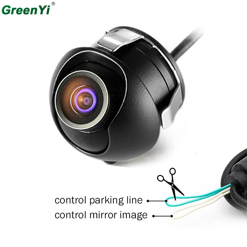 Камера заднего вида GreenYi CCD HD с ночным видением 360 градусов фронтальная камера