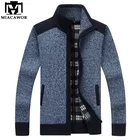 Мужской флисовый кардиган MIACAWOR, повседневный теплый свитер на молнии, на осень и зиму, Y080