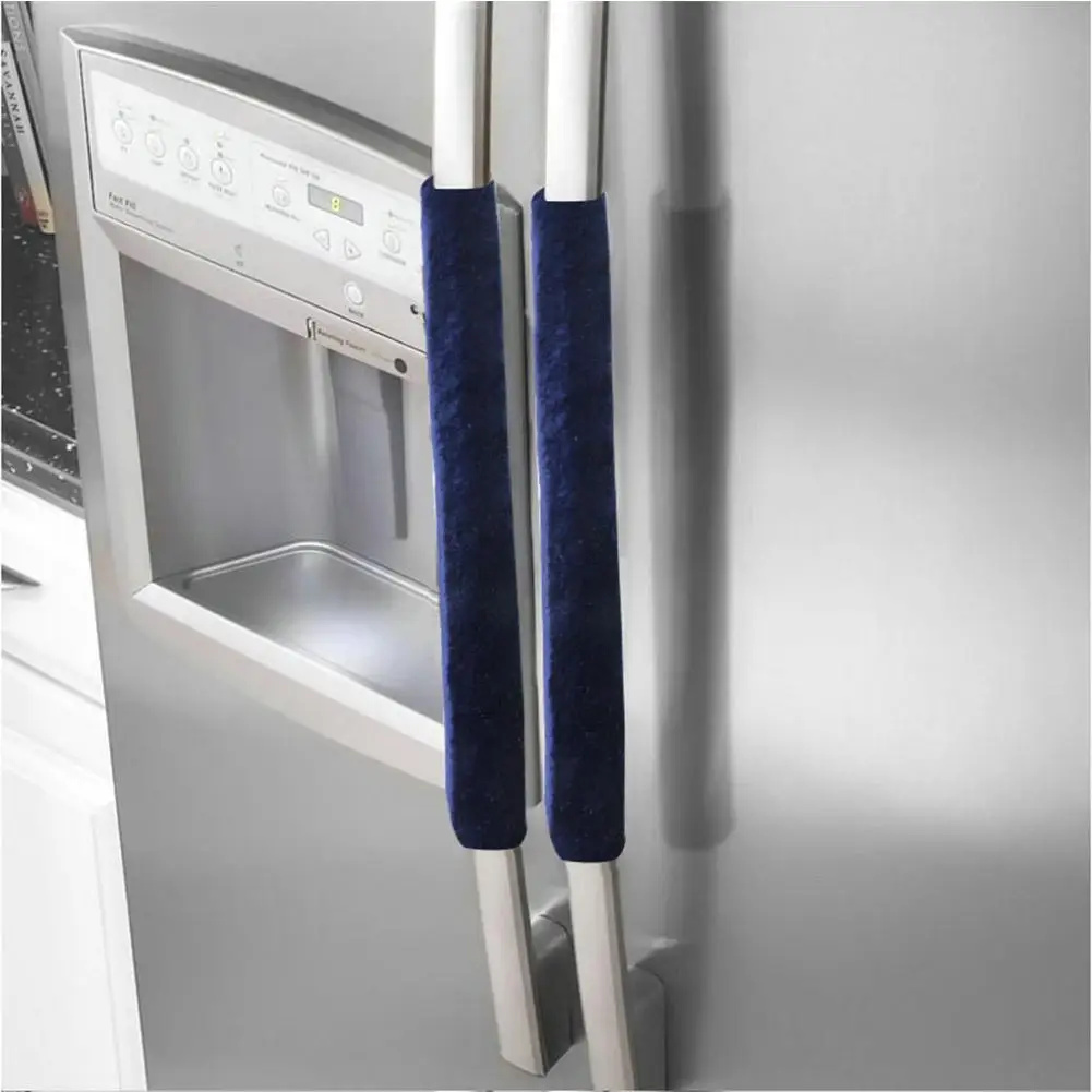 Dark blue 2 шт. практичный холодильник Дверная ручка Крышка золотой бархат ткань кухонный прибор декоративные ручки противоюзовый протектор перчатки - Цвет: Dark blue