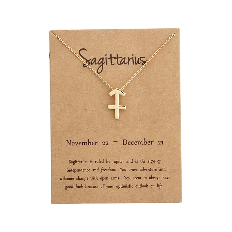 gold Sagittarius Золотая карта модное ювелирное изделие 12 Созвездие зодиака кулон ожерелье для женщин - Окраска металла: gold Sagittarius
