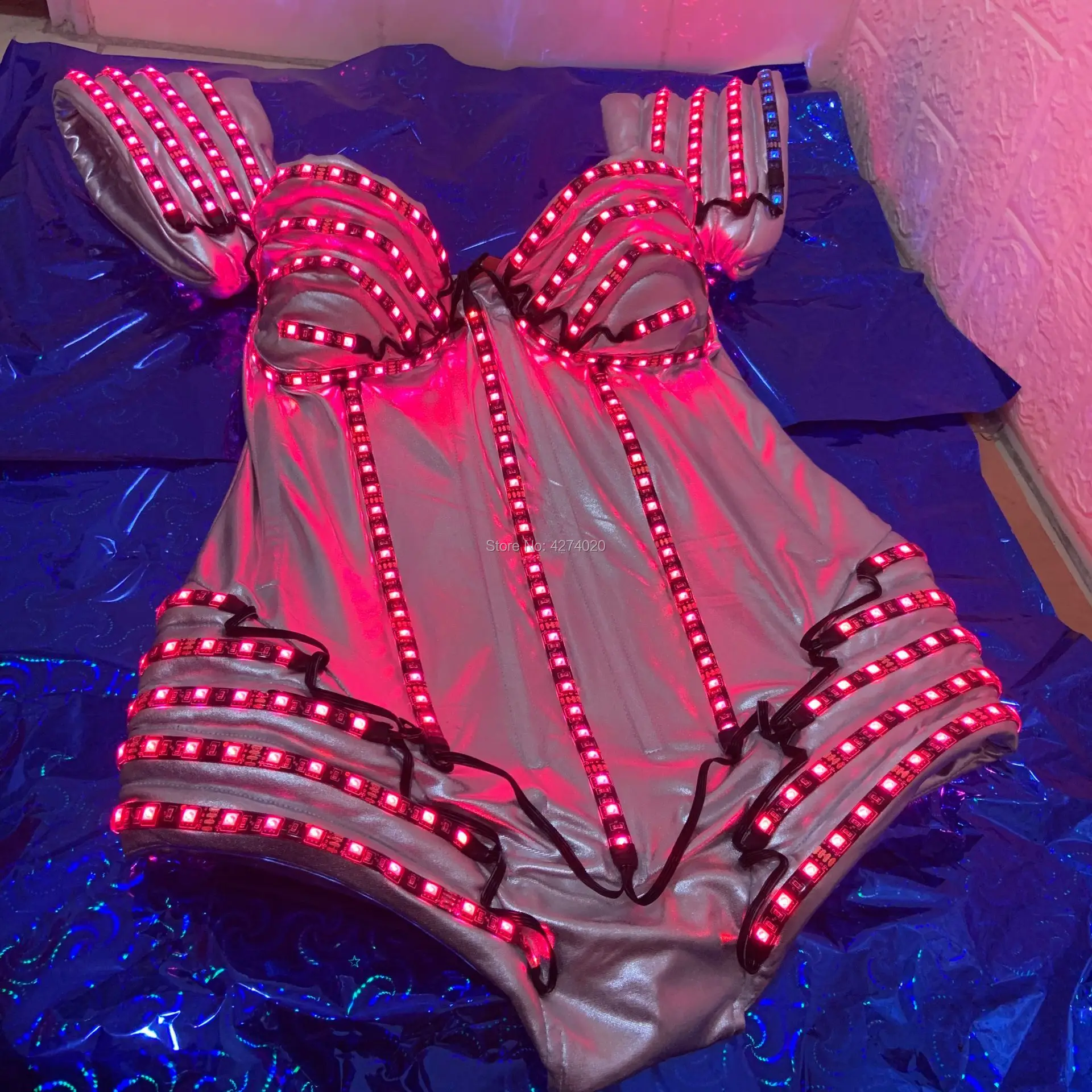 Ночной клуб Женский певец люмиус боди RGB LED светильник вечернее платье светящийся