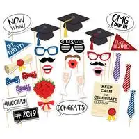 30pcs photobooth Выпускные фото реквизит набор холостяцкая Кепка вечерние принадлежности Выпускной фото стенд реквизит баннеры класса градусов вечерние украшения - Цвет: 30pcs photobooth