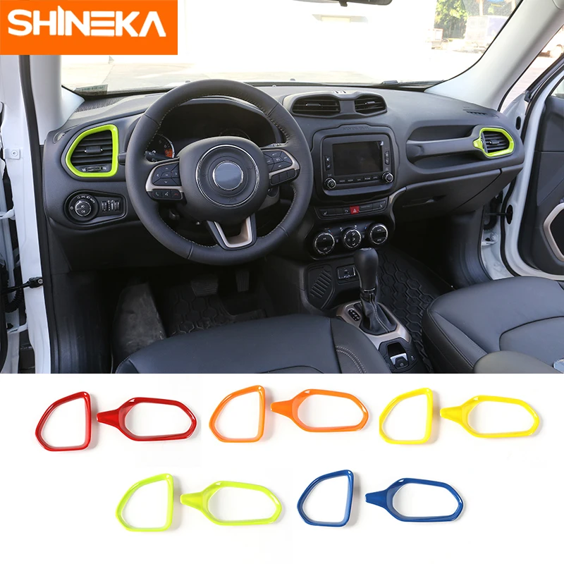 SHINEKA Car Styling For Jeep Renegade 2016 2017 ABS 3D Dashboard Air Condition Vent Outlet Decoration Cover Trim Frame Sticker |car