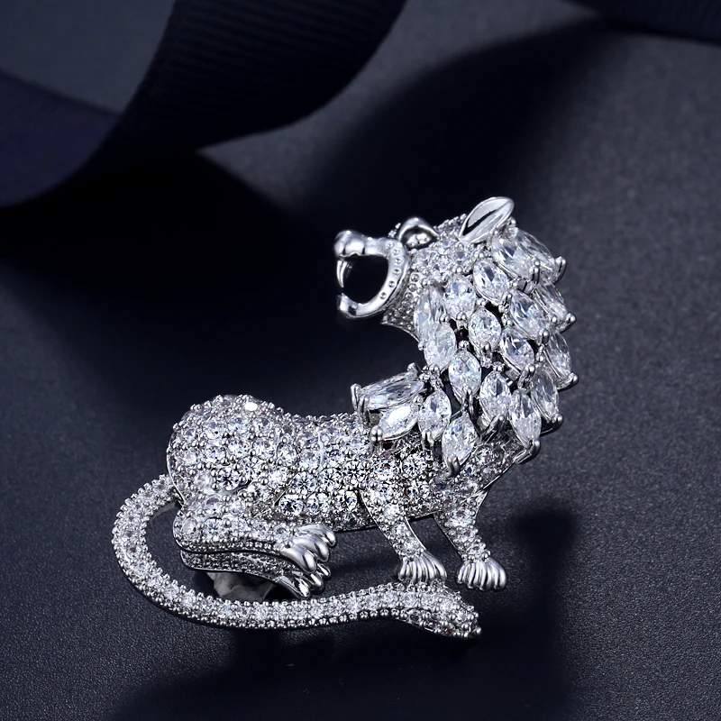 Роскошные блестящие фианиты Mchic броши в виде льва для мужчин подарок на день