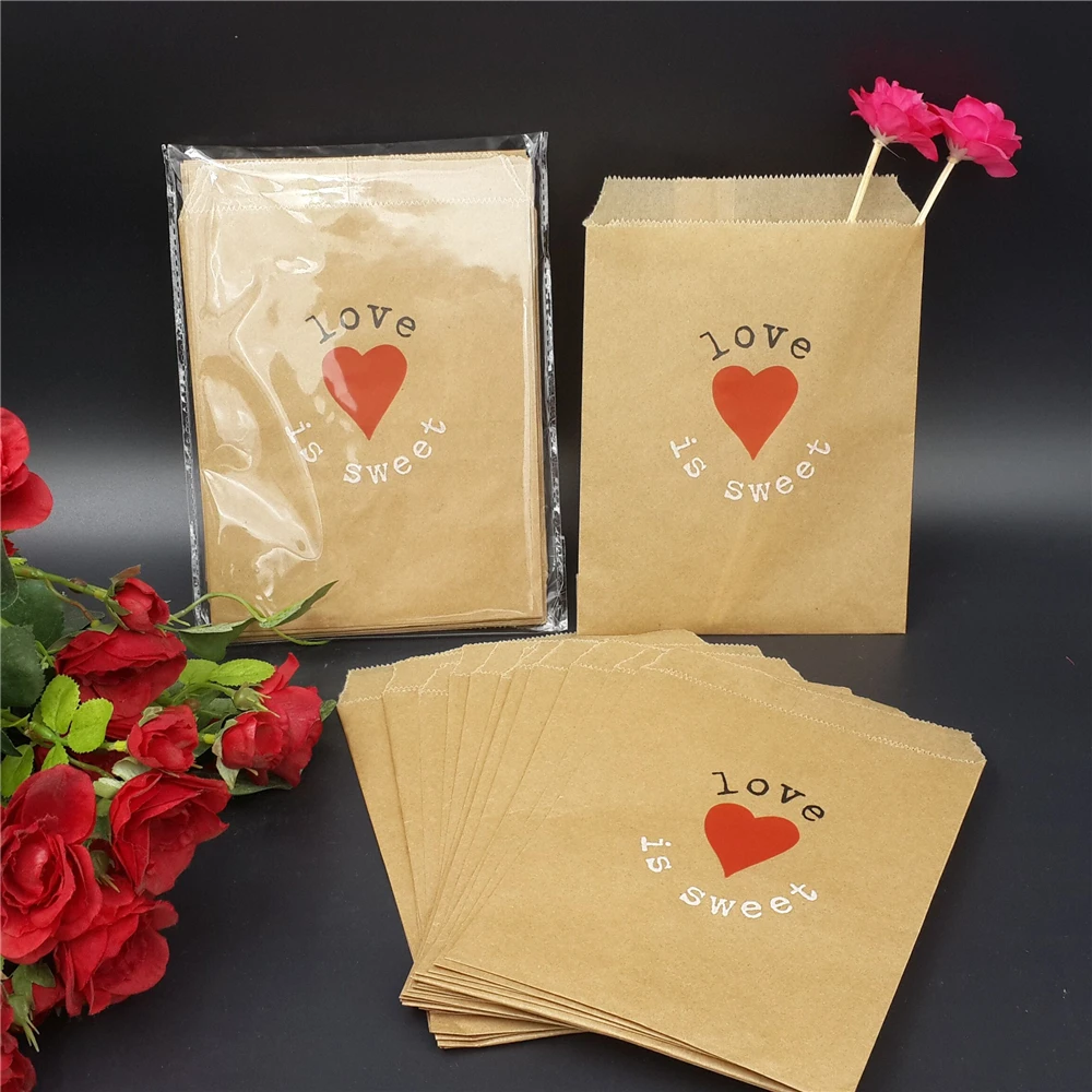 Свадебные пакеты для конфет раньше деревенский коттедж Свадебное Сердце Love is Sweet