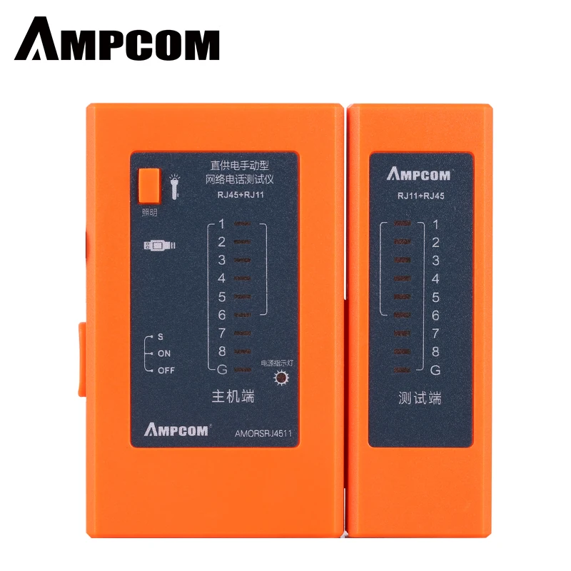 AMPCOM ручной версии оранжевый сетевой кабель тестер детектор RJ45 RJ11 RJ12 Cat6 Cat5 Lan Ethernet