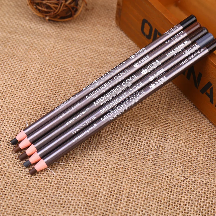 5 цветов водостойкие косметические карандаши для бровей темно серый черный
