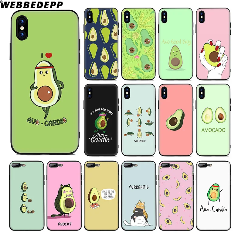 WEBBEDEPP Avo Cardio авокадо Мягкий силиконовый чехол для Apple iPhone 11 Pro Xr Xs Max X или 10 8 7 6 6S Plus 5