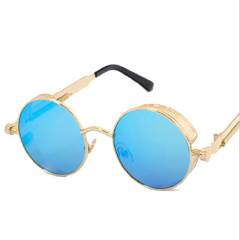 2019 Винтажные Солнцезащитные очки в стиле стимпанк с розовым покрытием Круглые