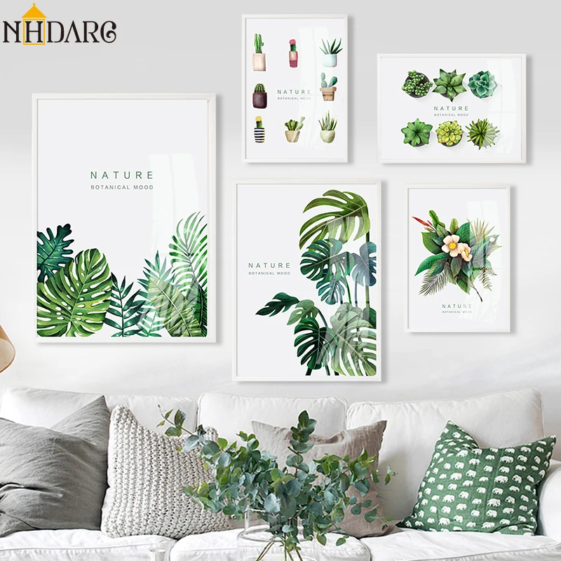 

Watercolor Leaves Wall Art Canvas Painting Green Style Plant Nordic Posters and Prints Decorative Picture Modern Home Decoration