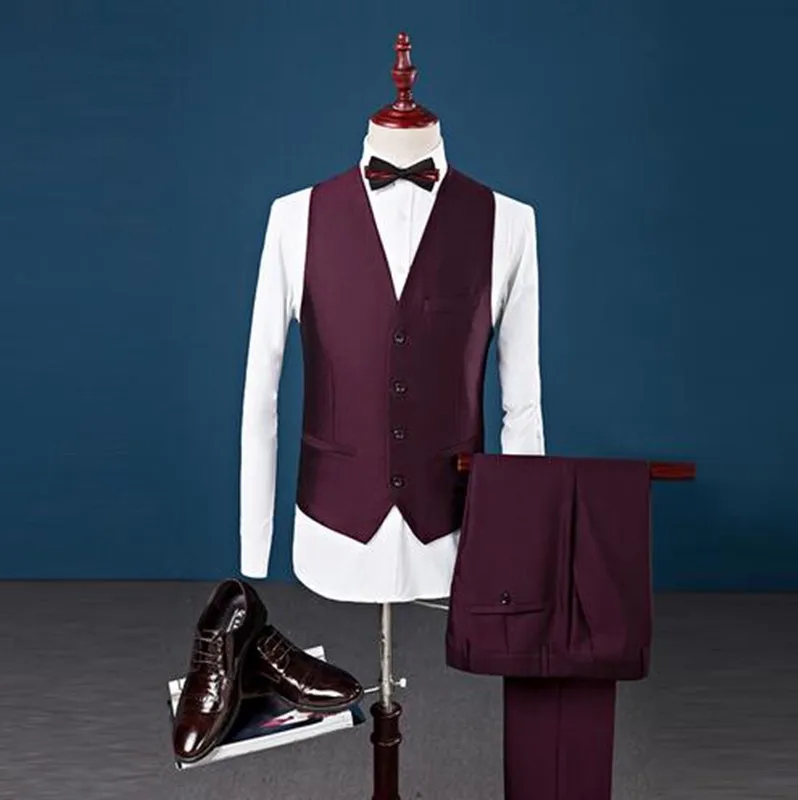 

Burgundy Men Suit 3 Pieces Cheap Wedding Suits For Men Shawl Collar Slim Fit Suit Mens Tuxedo