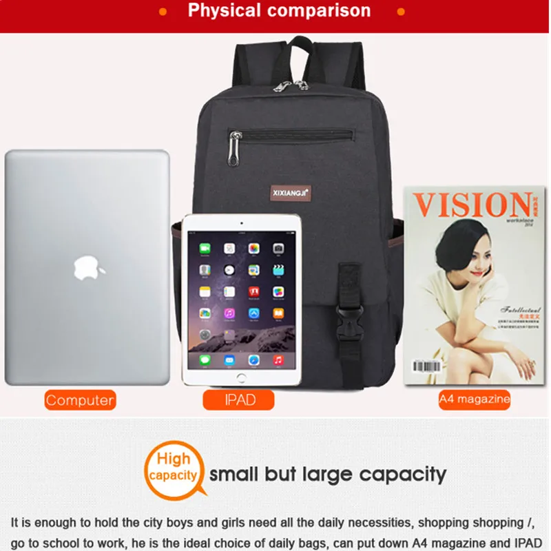 Jacodel 15 inch Laptop Bag Fashion Schoolbag Backpack Women Men's Shoulder Notebook for Macbook Air 13 Pro Students bag | Компьютеры и