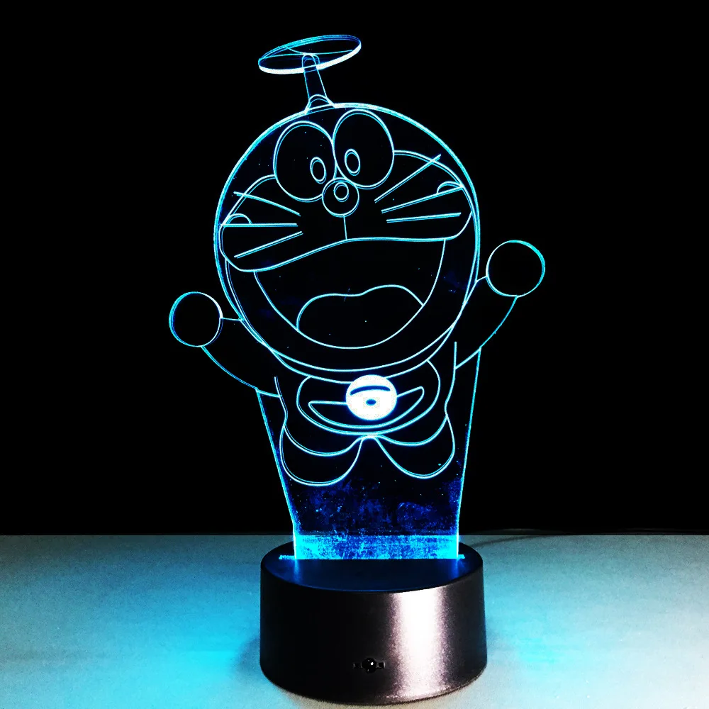Doraemon акриловый светодиодный 3D ночник с дистанционным управлением маленькая