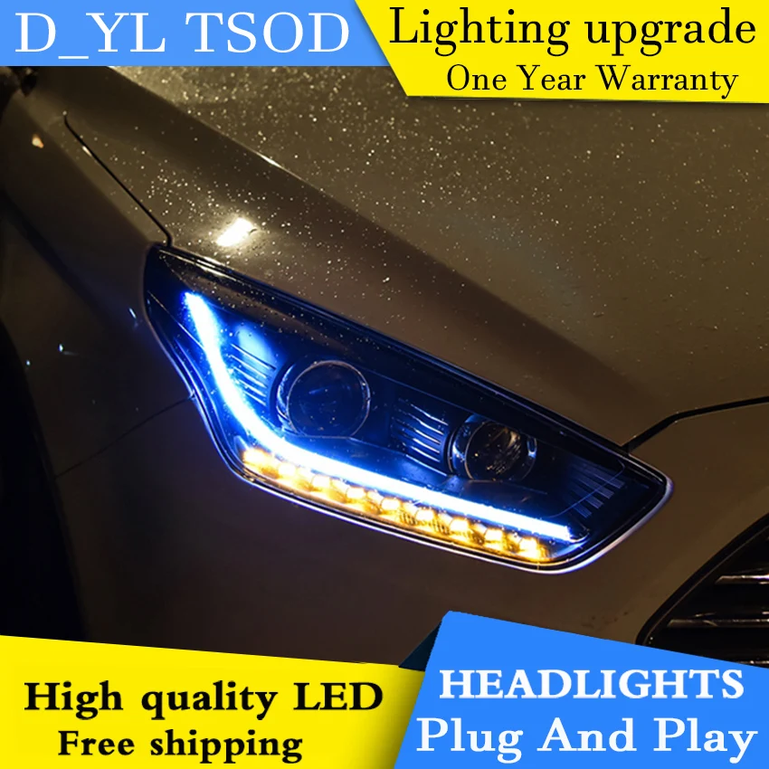 

Car Styling Headlights for Ford Escort 2015 LED Headlight for Escort Head Lamp LED Daytime Running Light LED DRL Bi-Xenon HID