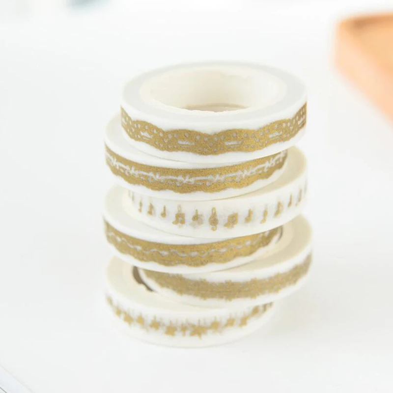 WISHMETYOU 8 мм * 7 м Gld фольга васи ленты DIy Скрапбукинг инструменты бумажные наклейки