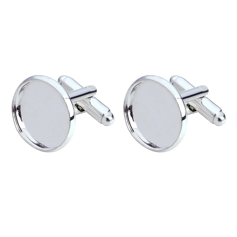 

Silver Color Round Cufflink Base Setting Fit 12/14/16/18/20mm Blank Cameo Cabochon Tray For Bezel Craft Cufflink Findings K0027